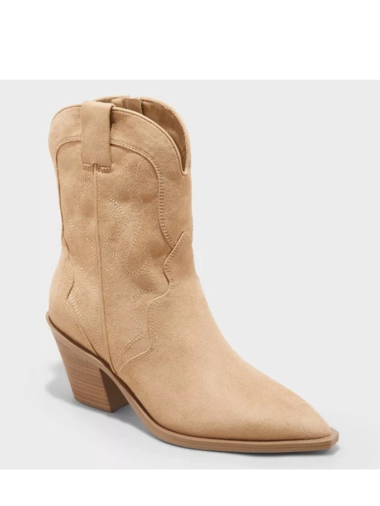 Universal Thread Shoes - Universal Thread Beige Suede Western Ankle Boot (NWOT)  zipper boots
